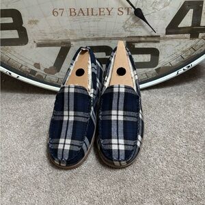 Lands' End Navy and Gray Plaid Men's Loafers